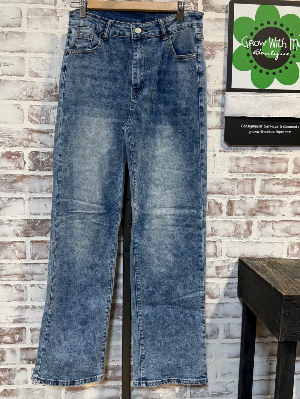 Women's Blue Washed Boot Cut Jeans NEW long